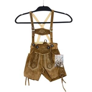 Unbranded Lederhosen Toddler 68 Leather Brown Bavarian Oktoberfest Suspenders